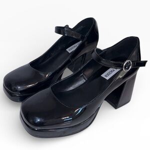 Steve Madden Black Chunky Platform Mary Jane Heels Women’s 8